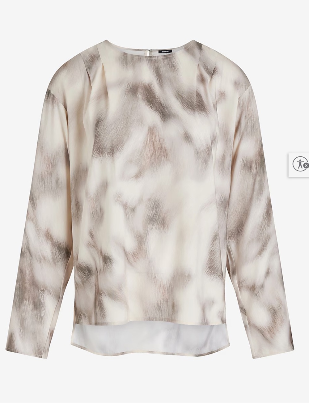 Satin Printed Gathered Shoulder Long Sleeve Top